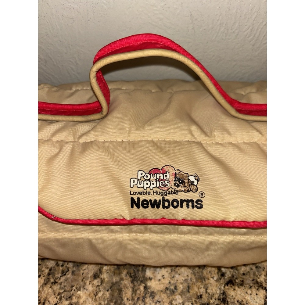Vintage 1980s Pound Puppies Newborns Carrier Case w/ 2 Puppies - Picture 3 of 3